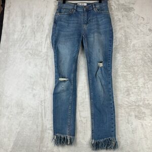 Free People Ripped Fray Raw Hem Skinny Jeans 61502-16515125 Women's Size 25